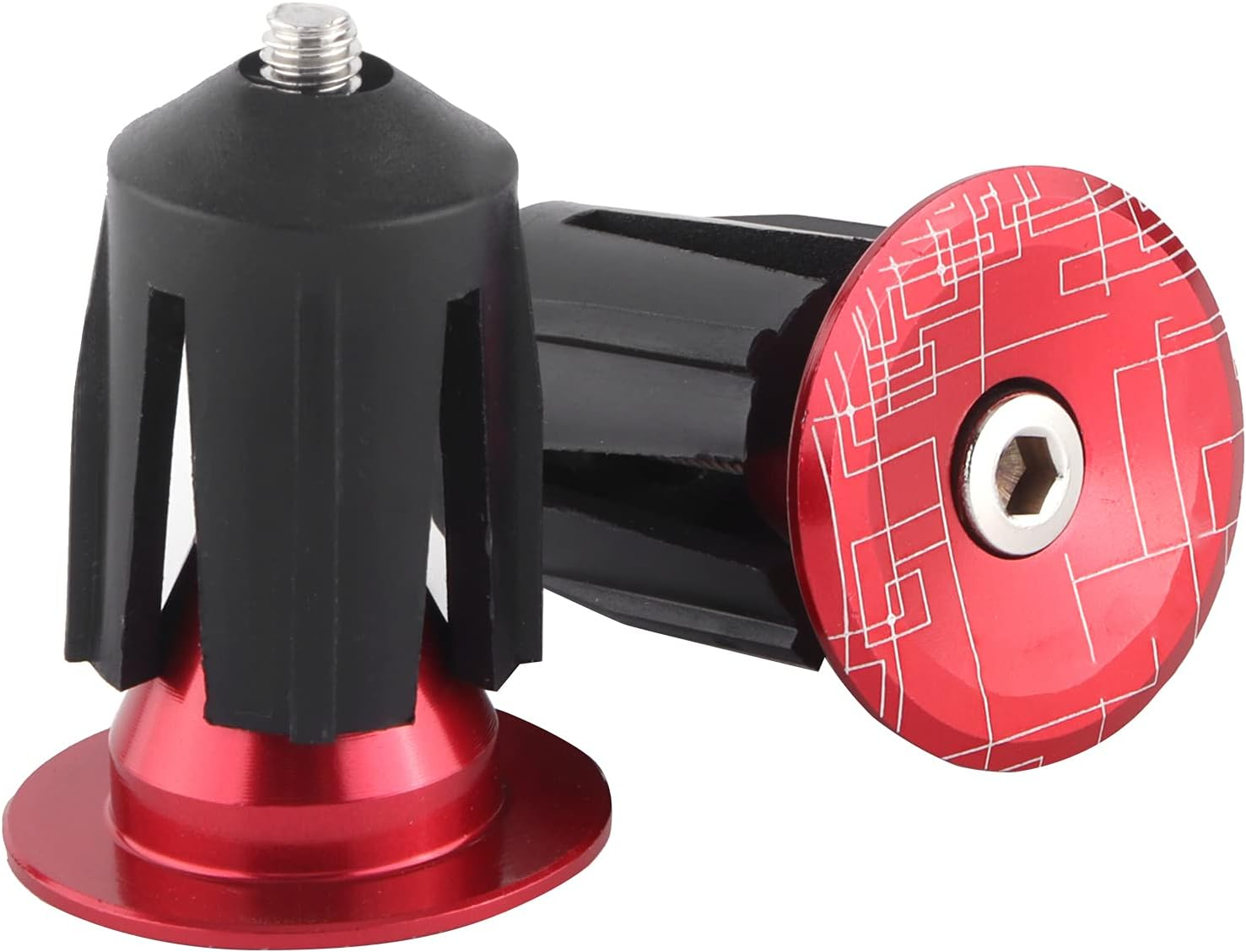 Phefop 2Pcs Bike Handlebar End Plugs Aluminum Alloy Expanding Locking Caps for Road Bike, High Abrasion Resistance Bar End Caps for Enhanced Cycling Experience (Red)