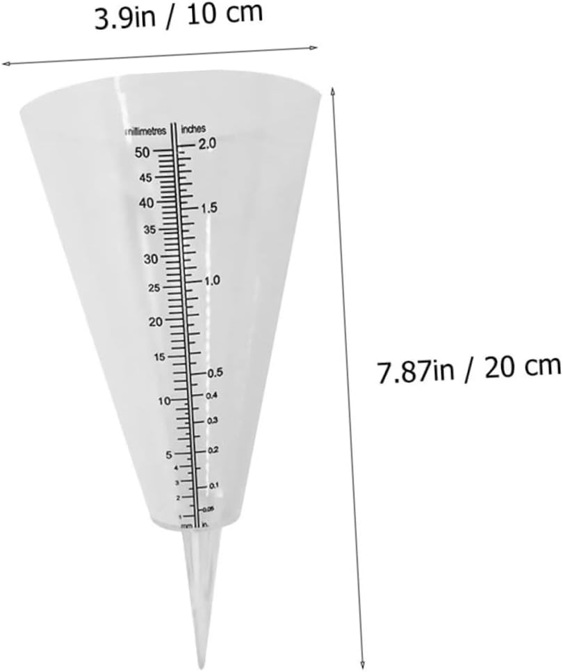 3Pcs Rain Gauge Outdoor Stake Cone Shaped Rainfall Measuring Tube for Garden Lawn Farming Use