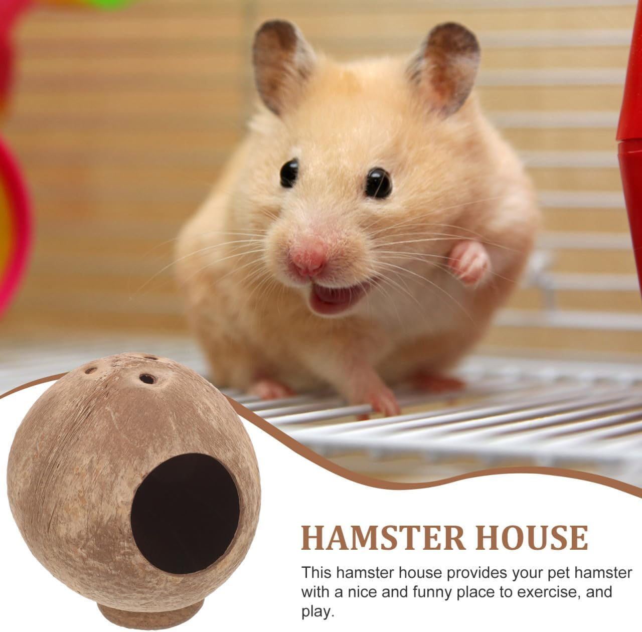 BCOATH Coconut Hamster Hideout Natural Material for Small Animals Wear-Resistant Safe Toy image number 1