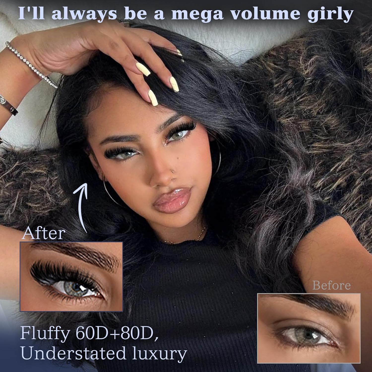 Fluffy Lash Clusters 60D+80D Thick Eyelash Clusters D Curl Wispy Individual Lashes 10-18Mm Cluster Eyelash Extensions 280Pcs False Eyelashes DIY Flat Lash Extension by TOOCHUNAG image number 4