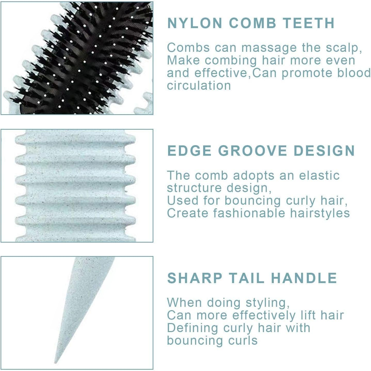 2 Styling Air Cushion Combs, Portable Soft Massage Combs, Hairdressing Tools, Suitable for Curly Hair, Perm (Light Blue, Brown) image number 2