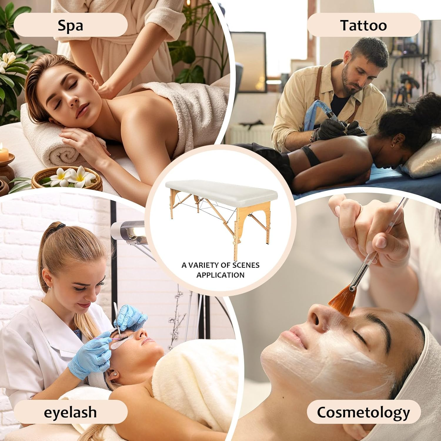 Lufyzora PU Leather Massage Table Cover Waterproof Massage Table Cover Protector Elastic, Odorless & Anti-Wrinkle Wipeable Massage Bed Cover Fitted for 6FT Massage Bed/Spa Bed/Lash Bed (White, 1Pcs) image number 2