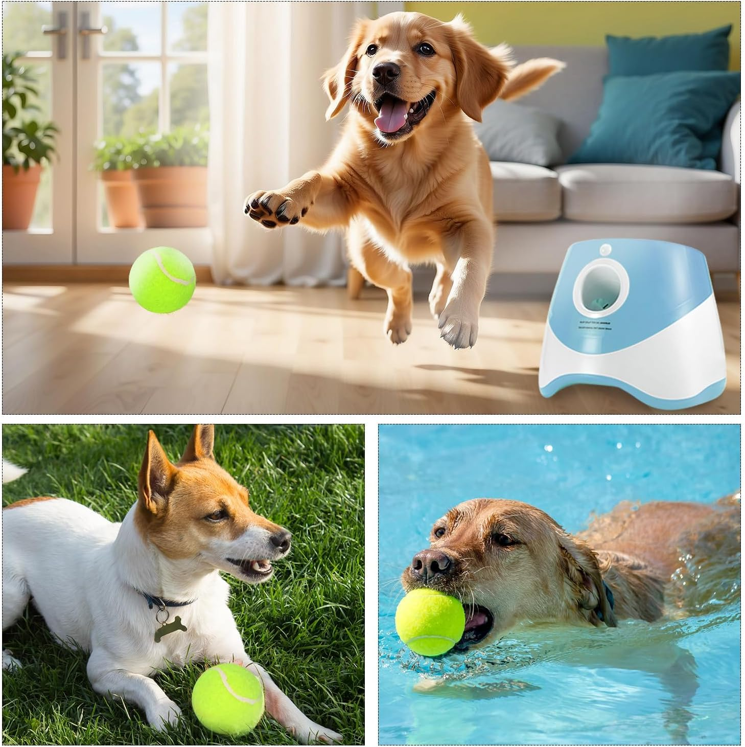 Dog Ball Thrower Launcher,Automatic Ball Launcher for Dogs with 12 Tennis Balls,Thrower Distance 3-9M(10-30Ft), Interactive Dog Fetch Machine for Small Dogs Indoor/Outdoor Playing image number 2