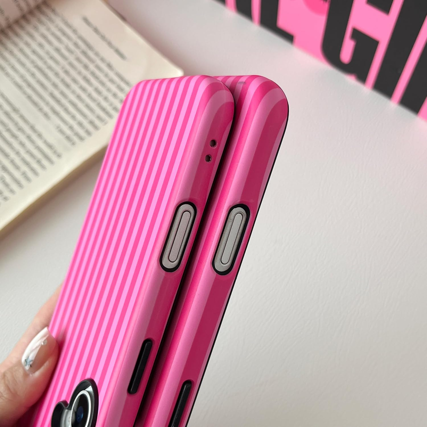 TQLGY for Iphone 17 Case, Cute Striped Phone Case Shockproof Slim Soft TPU and Hard PC Protective Cover for Women Girls, Hot Pink image number 7