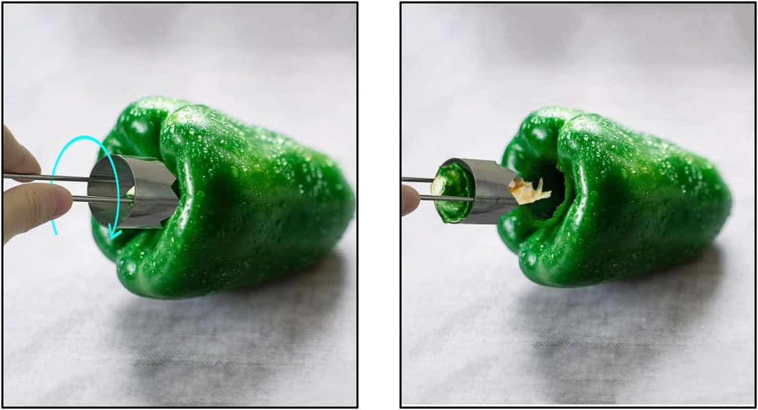2Pcs 2 in 1 Pepper Seed Corer Remover，Apple Core Seed Remover Vegetable Corer Bell Pepper Corer Tool for Kitchen Gadget