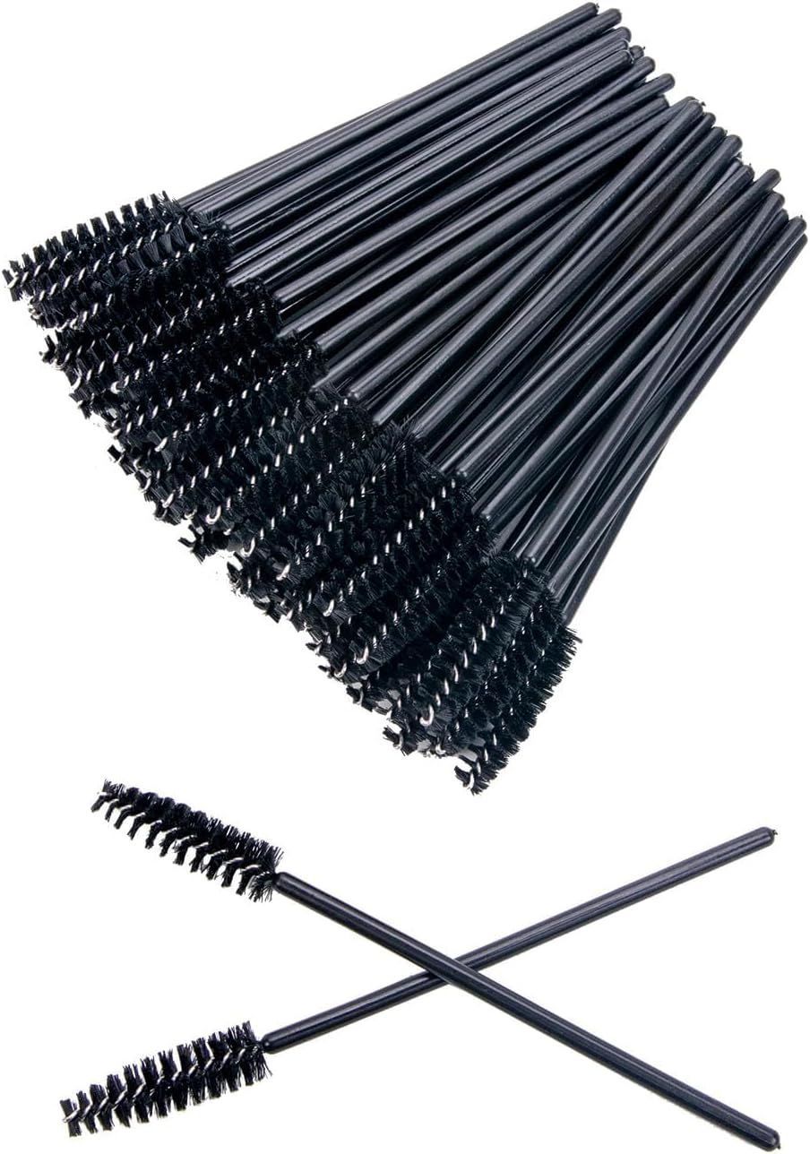200Pcs Eyelash Brushes Wands, Disposable Spoolies Mascara Brush,Eye Lash Wands Applicator, Eyebrow Brush Castor, Spoolie Extension Mascara-Black