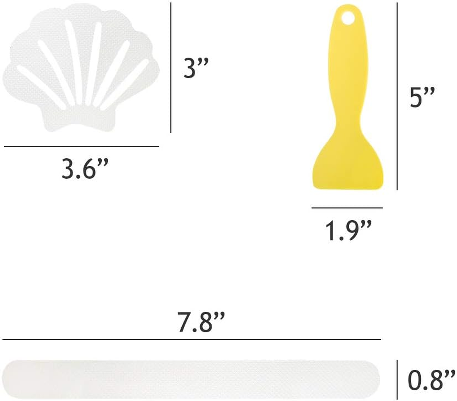 Daily Treasures 48Pcs Non-Slip Bathtub Stickers-24 Sea Shell Bathtub Anti-Slip Stickers+24 Safety Showers Treads Strips with 1 Scraper-Bathtub Grip Stickers for Bathroom Floors Pools Stairs Ladders image number 3