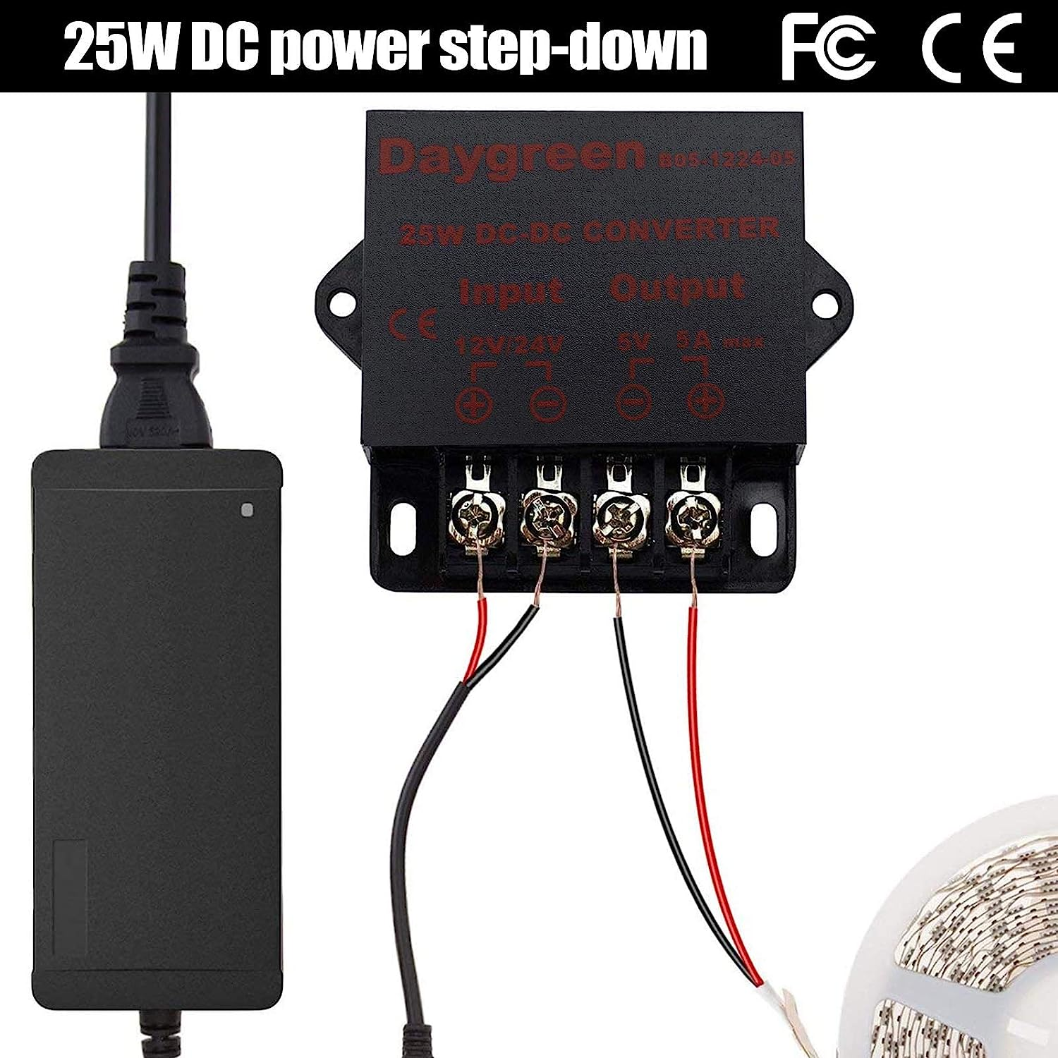Emagtech DC Power Buck Converter Regulator 12V/24V to 5V 5A 25W Transformer Conversion Module Over-Voltage Over-Current Protection image number 4