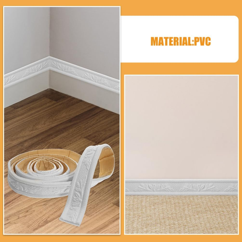 UKCOCO Peel and Stick Wall Molding : Crown Molding Peel and Stick Self-Adhesive Flexible Wall Trim for Mirror Frame Cabinet Border, 230X4X0.5Cm, 4 Rolls image number 2