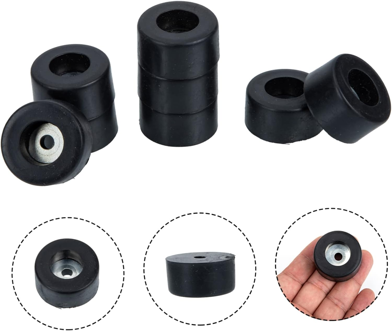 KALLORY 8Pcs Black Rubber Speaker Spike Pads Isolation Feet Vibration Absorber for Amplifiers and Subwoofers Home Audio Accessories image number 3