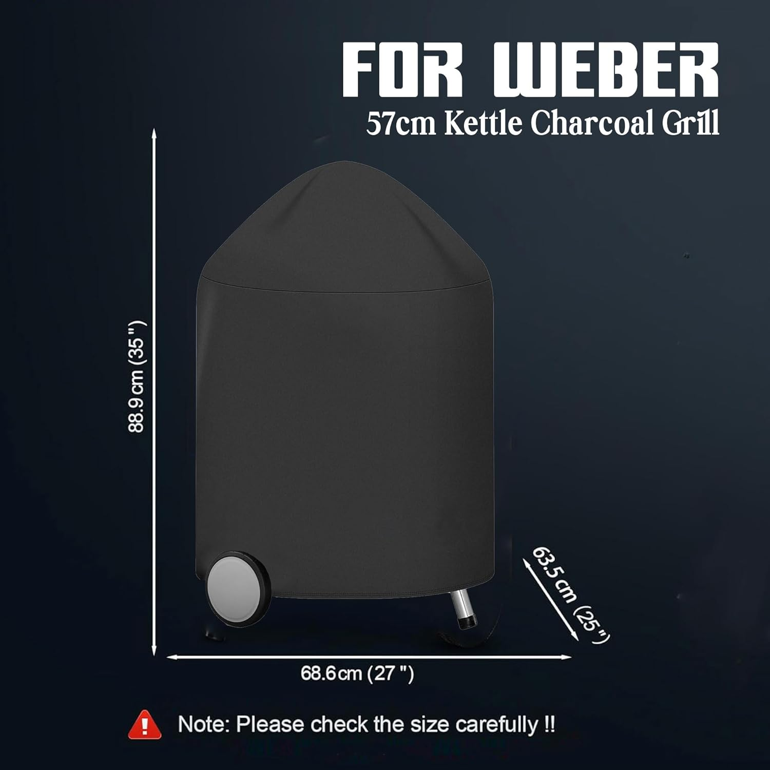 Kettle BBQ Cover for Weber 57CM Kettle Outdoor Waterproof BBQ Grill Cover for Weber Barbecue Cover for Weber 57 CM Master Touch Charcoal Grill Cover Kettle Grill - 63.5CM X 68.6CM X 88.9CM image number 4
