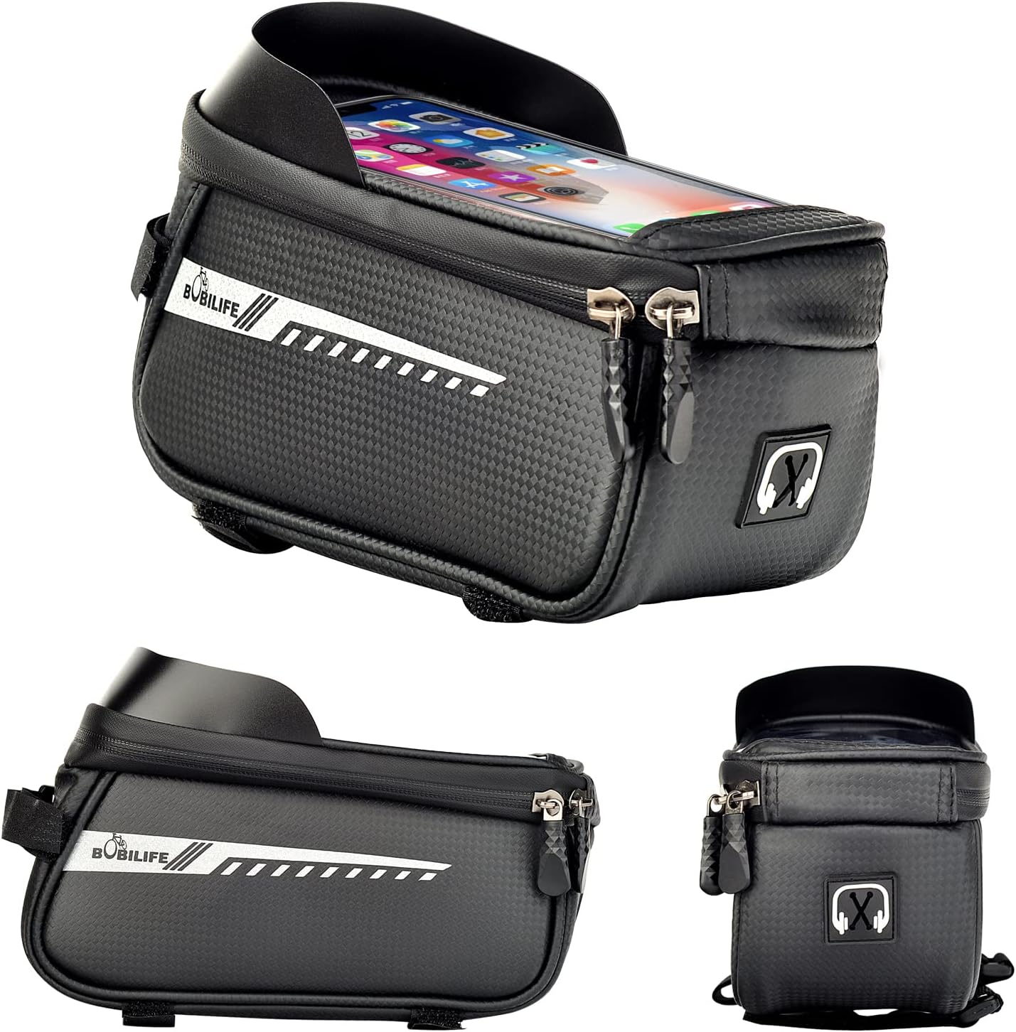 Bike Front Frame Phone Holder Bag - Bicycle Waterproof Top Tube Cycling Phone GPS Mount Pouch Bag Compatible for Iphone Galaxy Cell Phones under 7&rsquo;&rsquo; image number 3