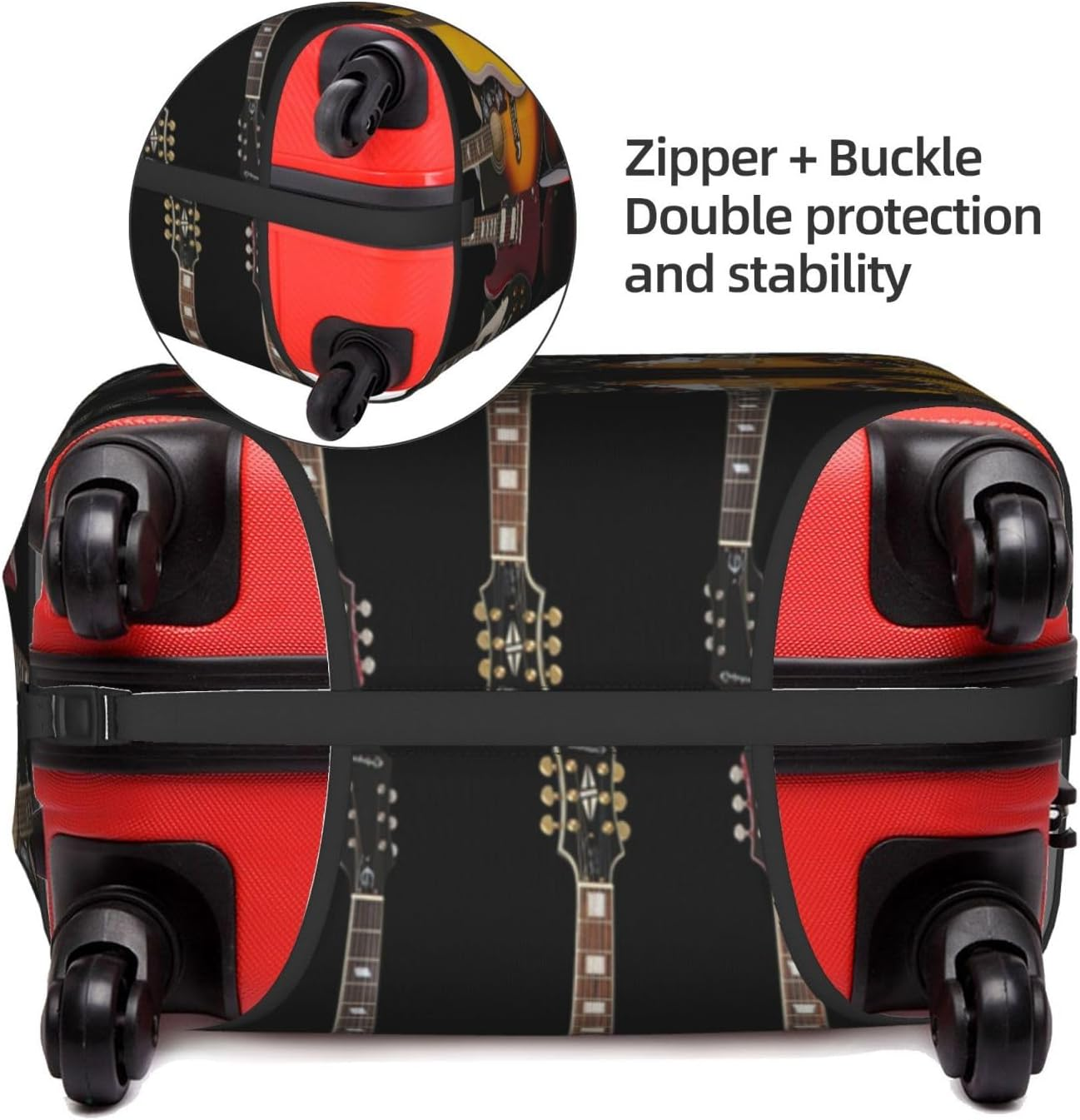 Obabo Dog Family Travel Luggage Cover,Washable Suitcase Cover Protector Anti-Scratch Suitcase Cover Fits 18-32 In, Electric Guitar, X-Large