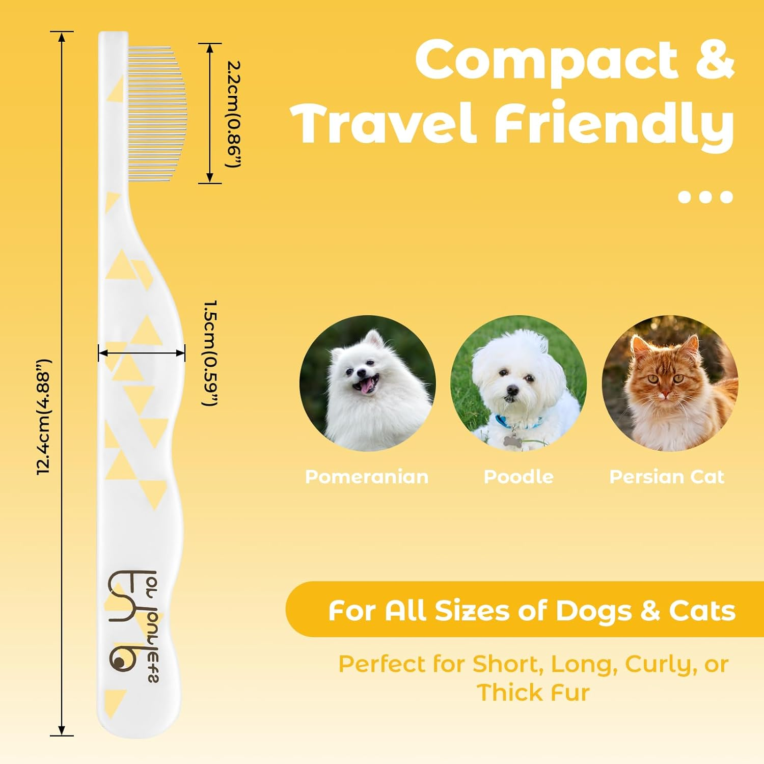 Eukyplace Facial Grooming Comb for Dogs & Cats, Stainless Steel Dog Eye Comb for Tear Stain Removal, Gentle Pet Facial Brush, Cat Brush for Dog Grooming and Dog Grooming Kit Accessory (1 Pack)