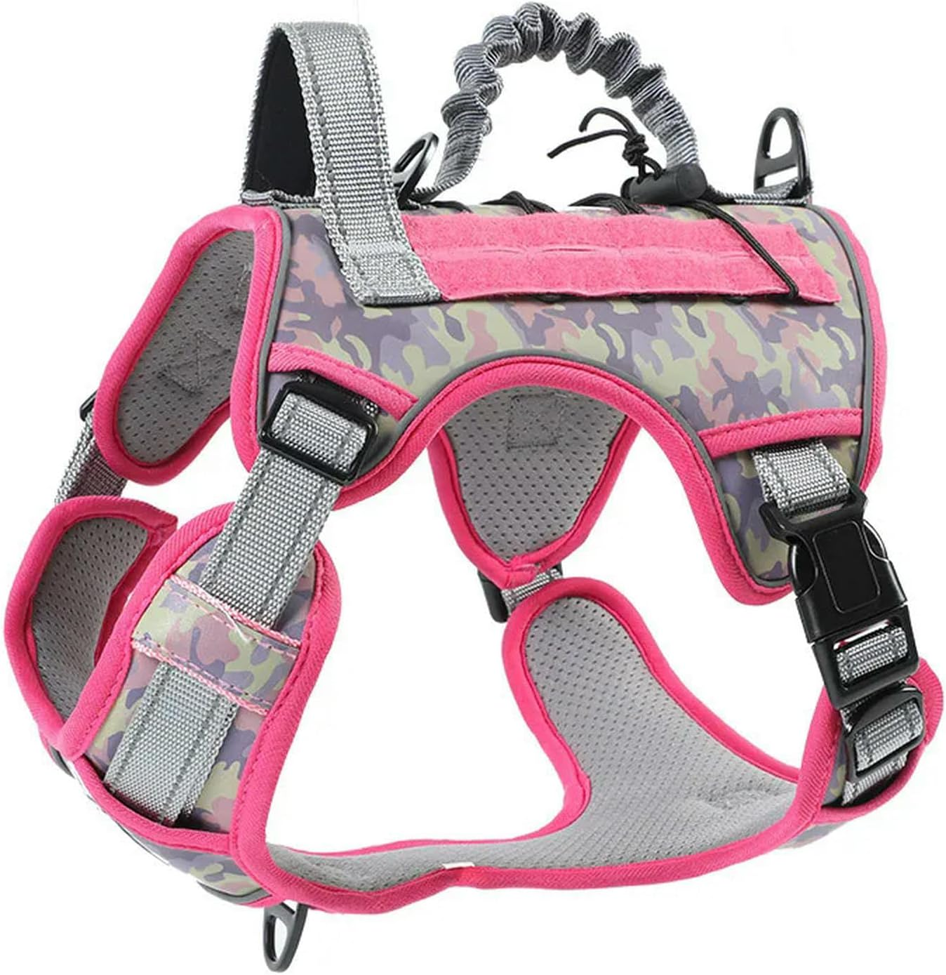 UOSIA Dog Tactical Vest Harness Military Dog Harness with Hook & Loop Panels and Handle No-Pull Service Dog Vest Adjustable Dog Harness and Pet Hand Holding Rope