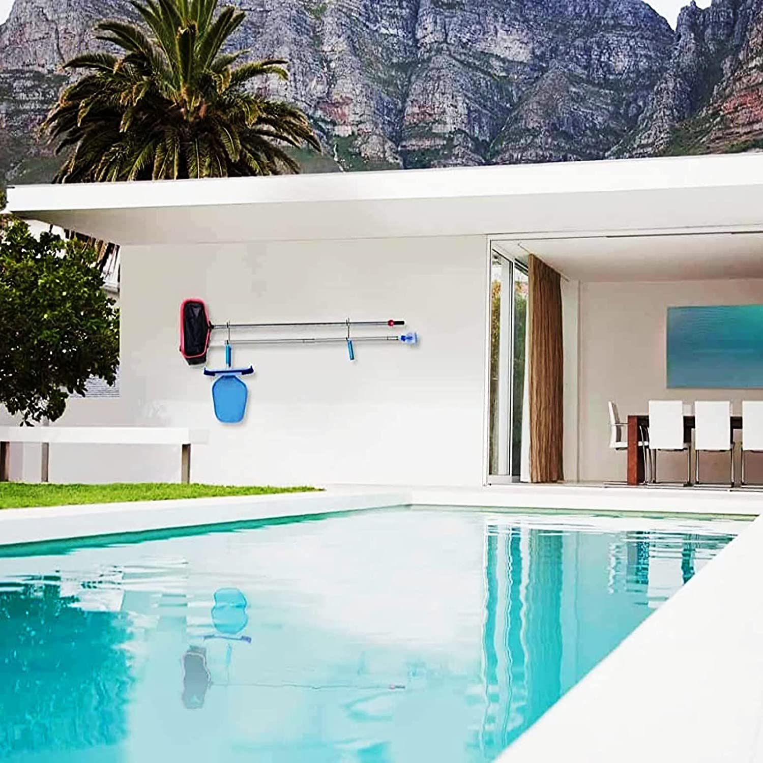 Pool Pole Hanger for Fence（4 Pack） Black Pool Equipment Hooks Heavy Duty Pool Tool Organizer for Telescopic Poles, Skimmers, Leaf Rakes,Pool Hose,Garden Tools,Brushes and Swimming Pool Accessories