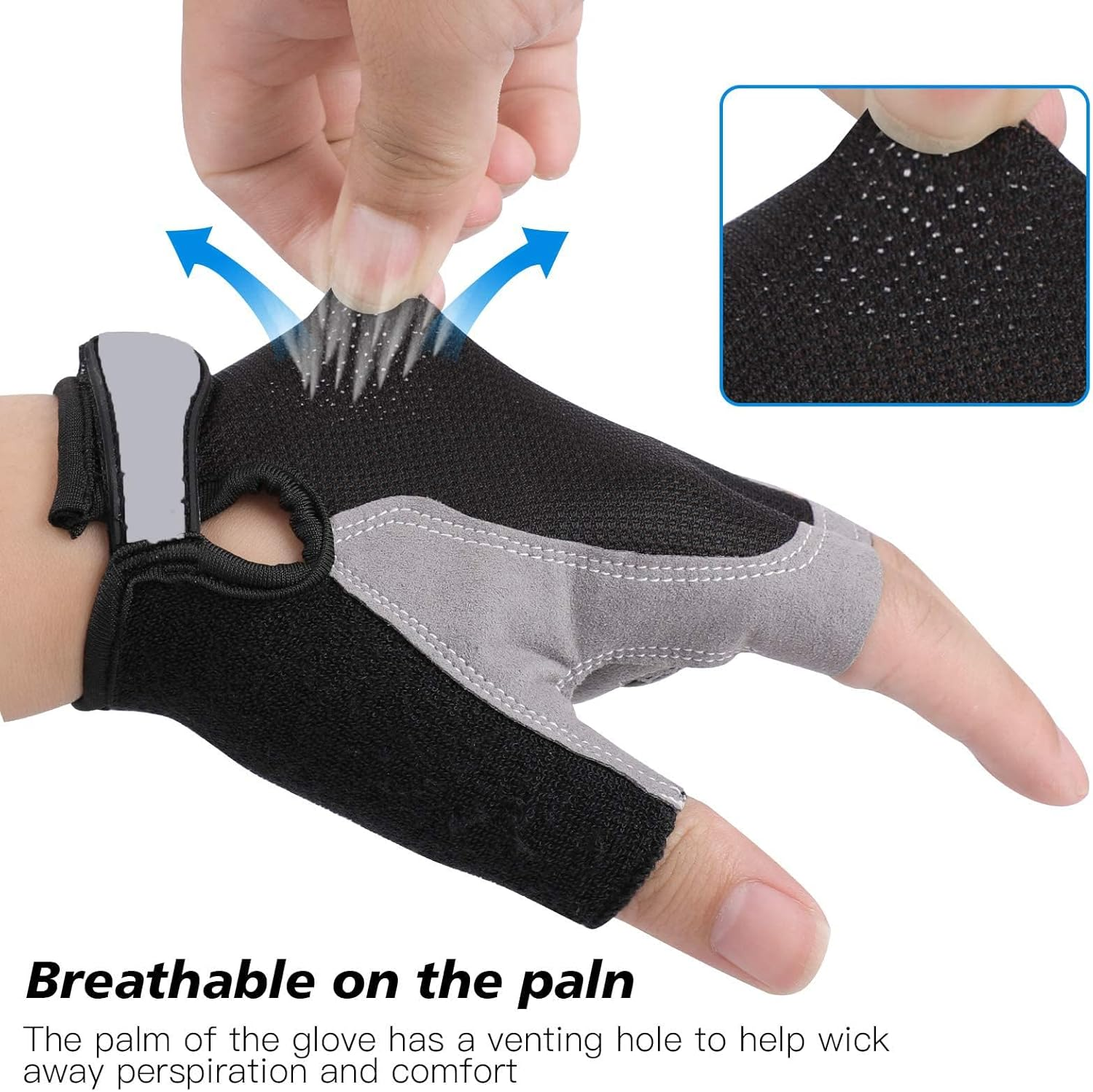 Cycling Gloves, Half Finger Bicycle Gloves with anti Slip Gel Pad, Breathable MTB Gloves Sports Gloves for Men and Women (Grey) image number 5