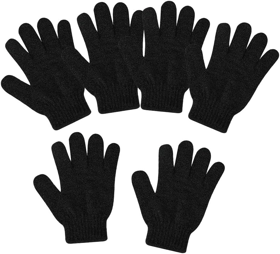 Amagogo 3 Pair Nylon Bath Shower Exfoliating Scrubber Gloves for Women Men - Black image number 2