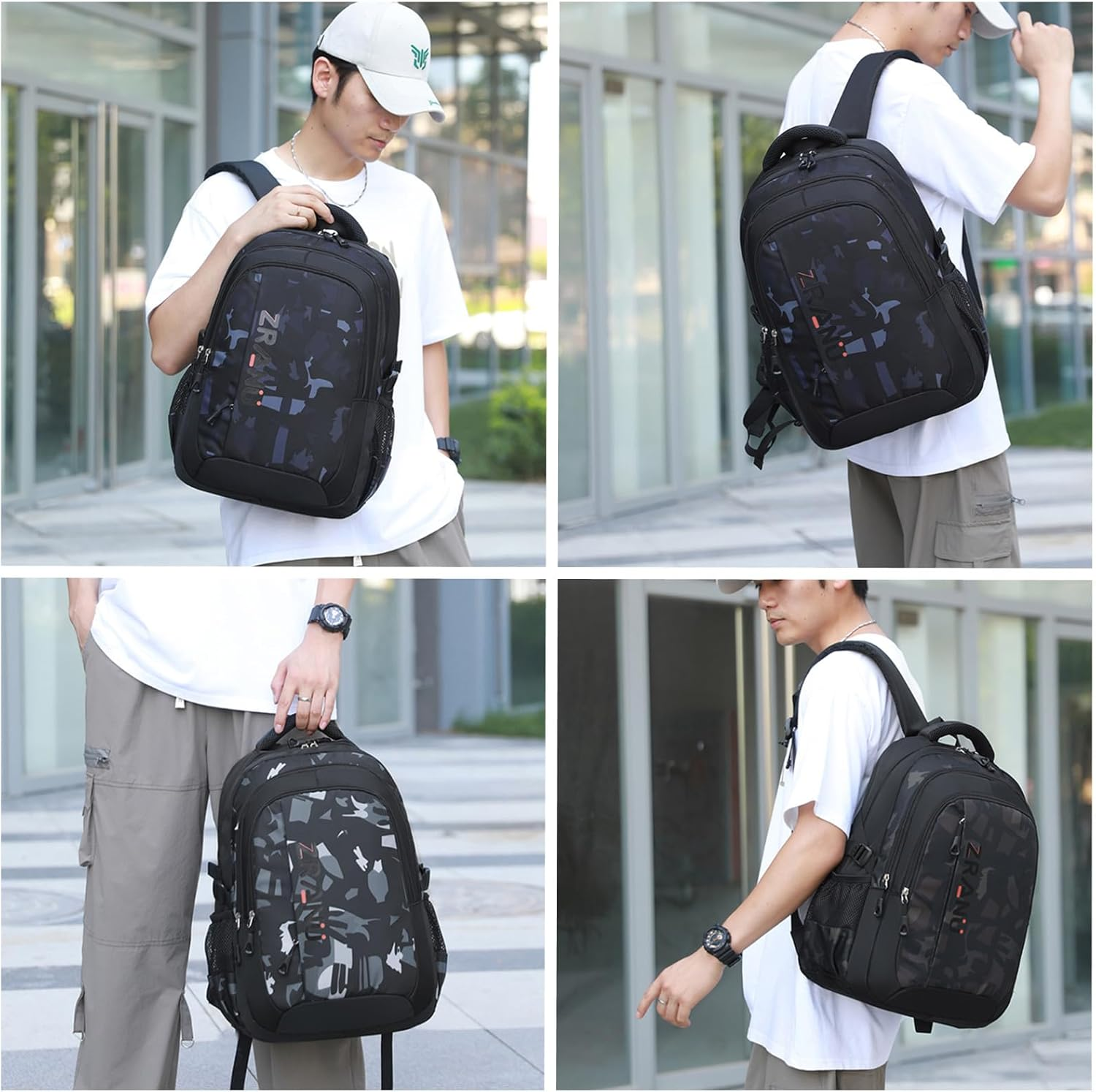 EKUIZAI Camouflage or Geometric Print Boys Backpack Kids Schoolbag Black Cool Backpack for Teen Boys - Brown image number 2