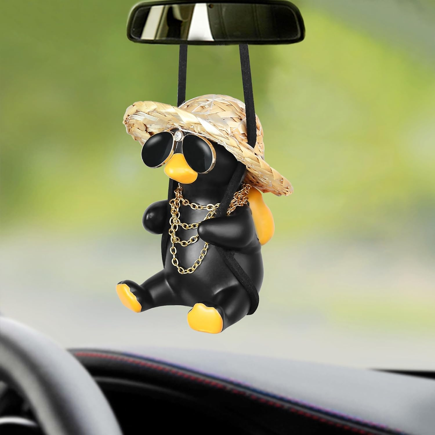 Swinging Duck Car Hanging Ornament, Car Hanging Accessories, Car Accessories Interior Aesthetic to Reduce Visual Fatigue, Cool Room Decor, Duck Hanging Car Ornament, for Women and Men(Brave)