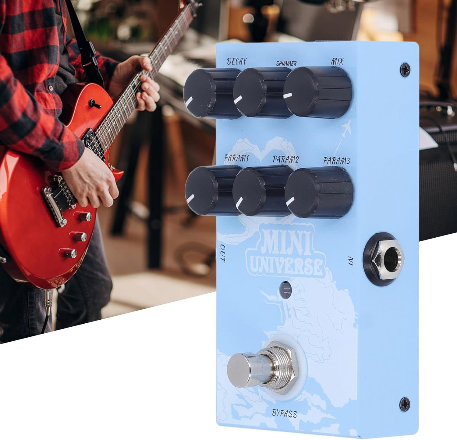 Guitar Effect Pedal, Digital 9 Reverb Guitar Effects Pedal, Room Hall Plate Spring Shimmer Cloud Bloom Swell Lofi, Multi Effects Guitar Pedal with True Bypass Mode
