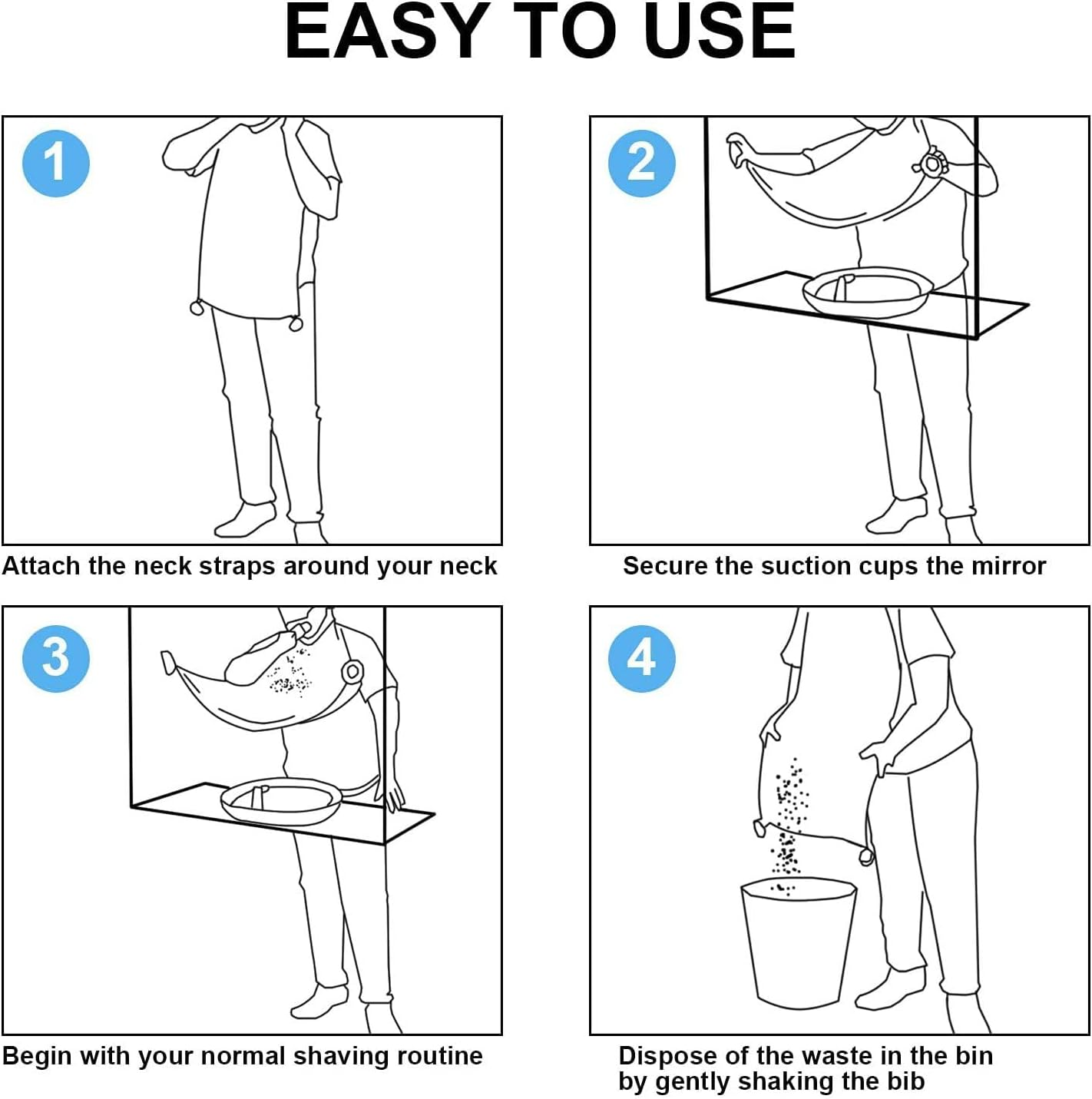 Beard Bib Beard Apron for Men Shaving, Waterproof and Non-Stick Beard Trimming Cape for Mess, Static Beard Hair Catcher with 2 Suction Cups, Man/Husband/Boyfriend (Sketch Style)