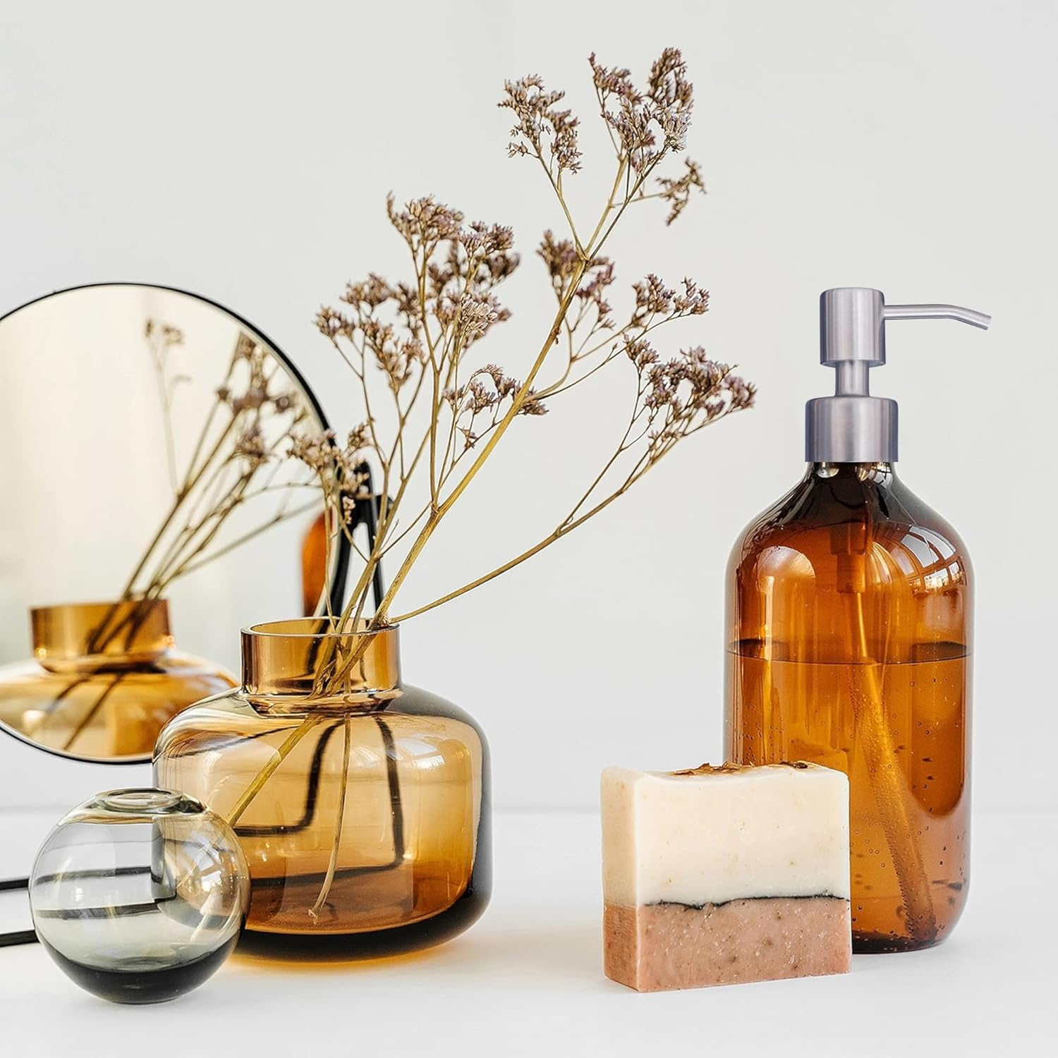 Stainless Steel Soap and Lotion Dispenser Pumps 2 Pieces Replacement for Your Bottles Includes 2 Nine Inch Tubes image number 5