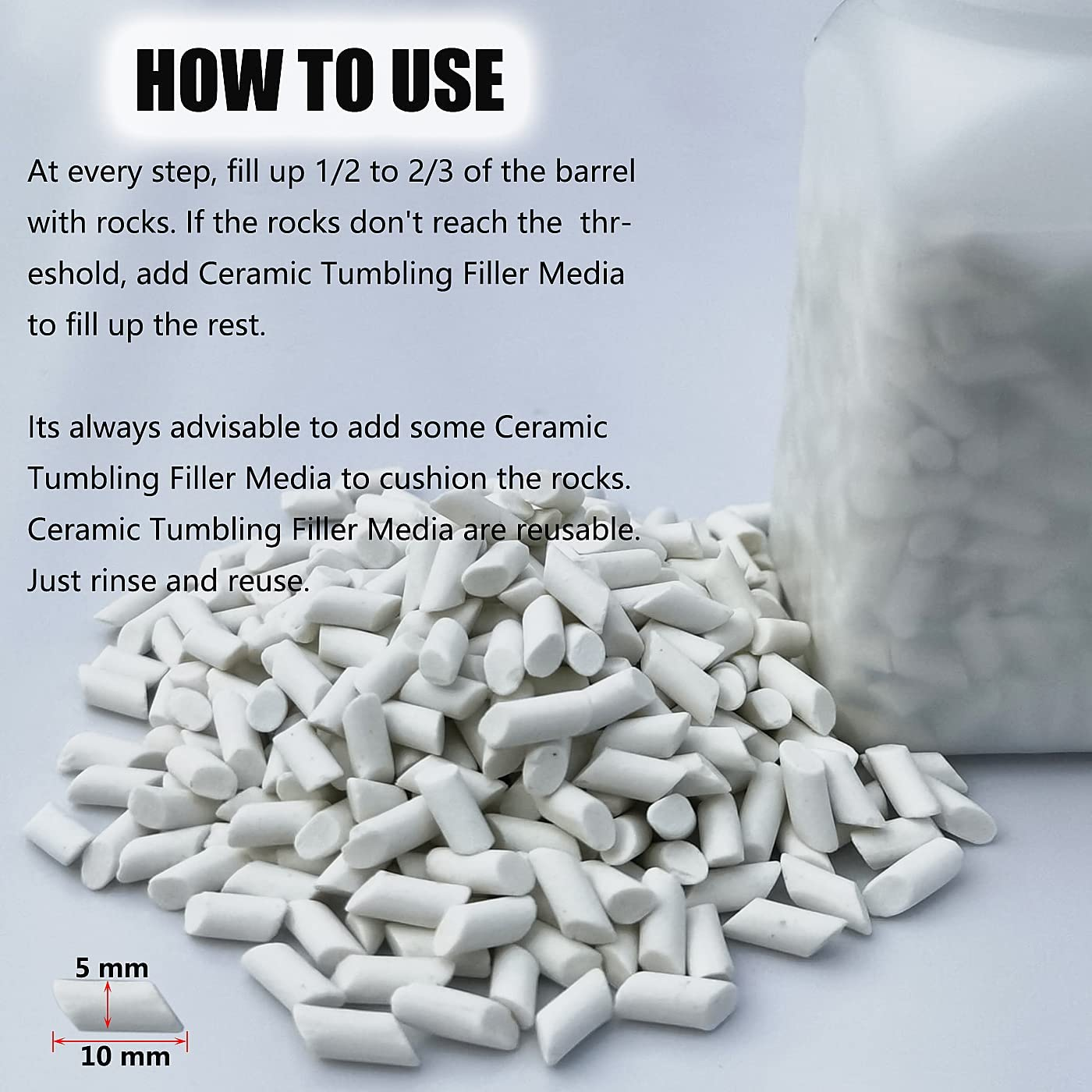 Rock Tumbler Grit Kit- 4 Steps Grit with 5Mm Columnar Tumbling Ceramic Filler Media Non-Abrasive for Tumbling Stones Compatible with Any Brand Tumbler Stone Polisher image number 1