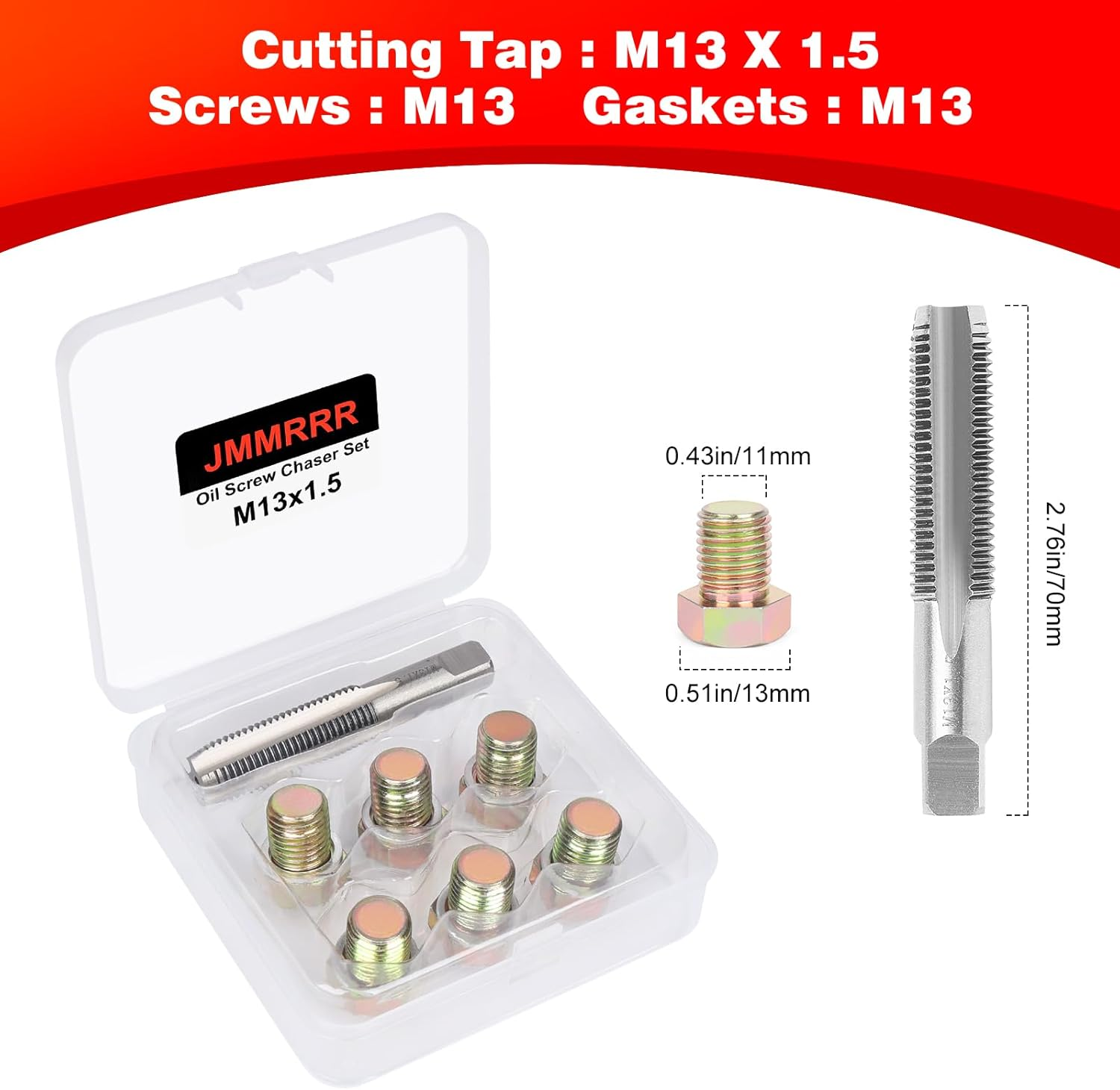 Oil Drain Plug Tap Thread Repair Kit M13 X 1.5MM Oil Pan Screws Rethread Tool Oil Drain Plug Thread Repair Tool Kit image number 1