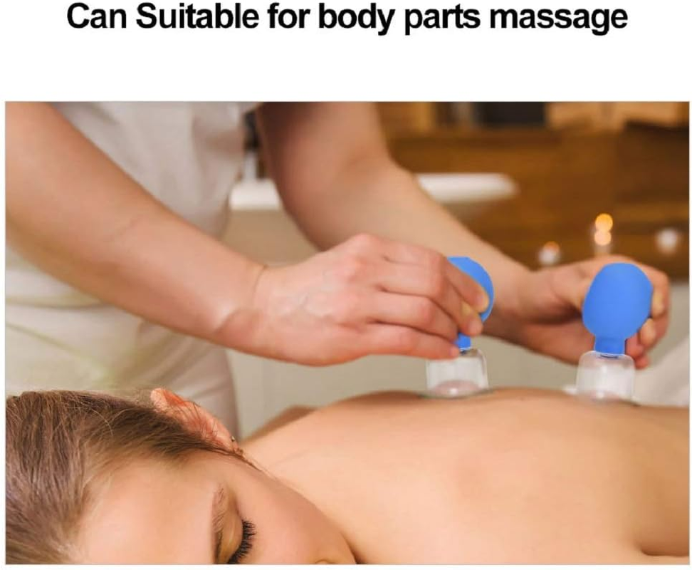 4 Pieces Glass Facial Cupping Set-Silicone Vacuum Suction Massage Cups anti Cellulite Lymphatic Therapy Sets for Eyes, Face and Body - Black image number 4