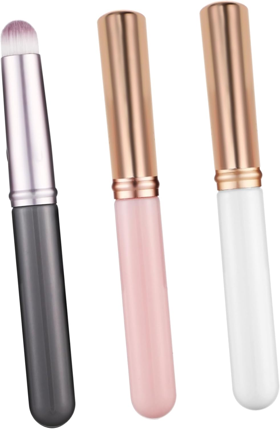 COMPUKAS Concealer Brush with Lid 3Pcs Mini Short Handle Precision Lip under Eye Makeup Tool for Blending Application Travel Friendly image number 3