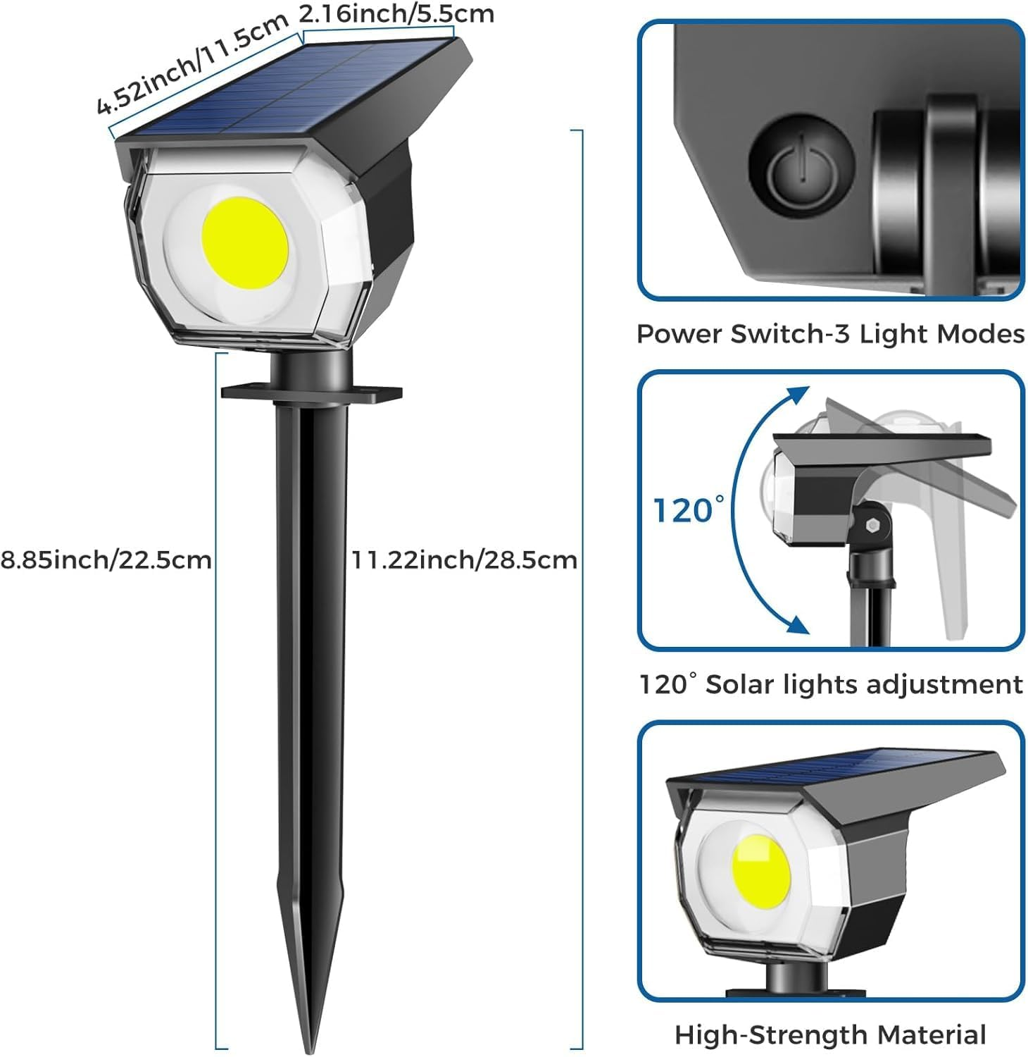 [4PK] Litogo Solar Spot Lights Outdoor, Solar Spotlights Outdoor Waterproof 2-In-1 Auto On/Off Solar Landscape Lighting for outside Yard Wall Garden Pathway image number 2