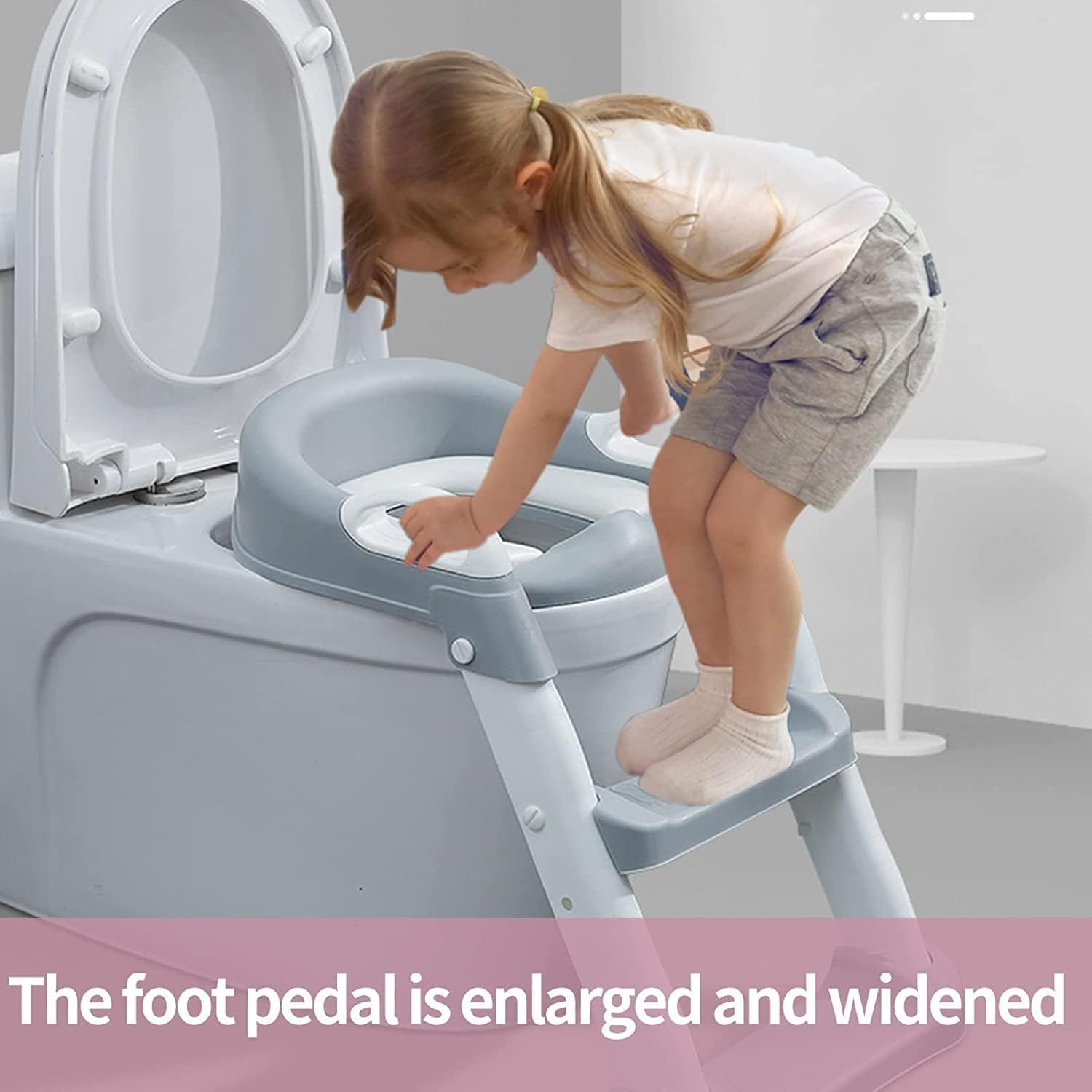 Potty Training Seat with Adjustable Ladder, 2 in 1 Foldable Potty Training Toilet for Kids Boys Girls, Toddlers-Comfortable Safe Potty Seat with Anti-Slip Pads image number 5