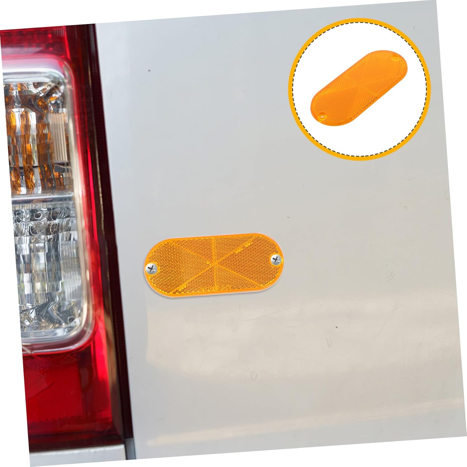 ABOOFAN 10Pcs Oval Trailer Reflective Marker Stickers Amber Post Reflectors for Driveway Fence and Car Trailer Safety