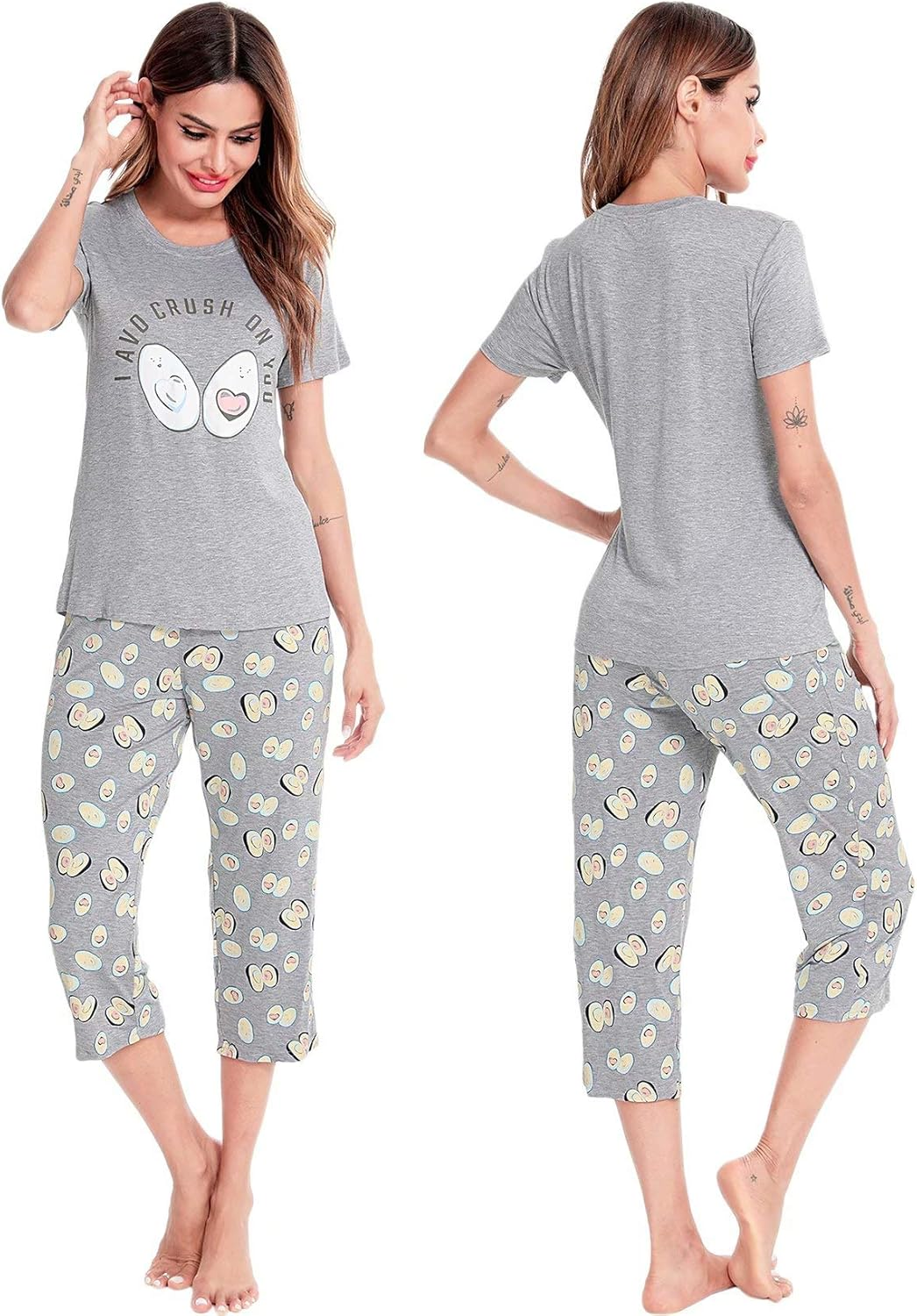 SWOMOG Womens Pajamas Set Silk Satin Sleepwear Short Sleeve Nightwear Button down Pj Loungewear