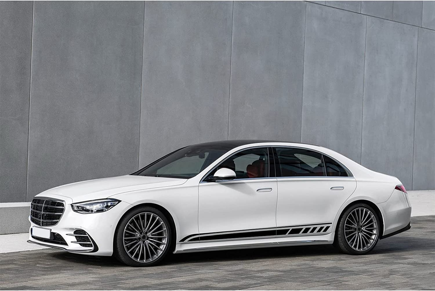 RUIANTE Sports Racing Stripe Stickers for Car Body Door Side Stripe Graphic Vinyl Decals Decoration for All Cars SUV Truck Off-Road Vehicles Universal Stickers Accessories 2Pcs (Black) image number 5