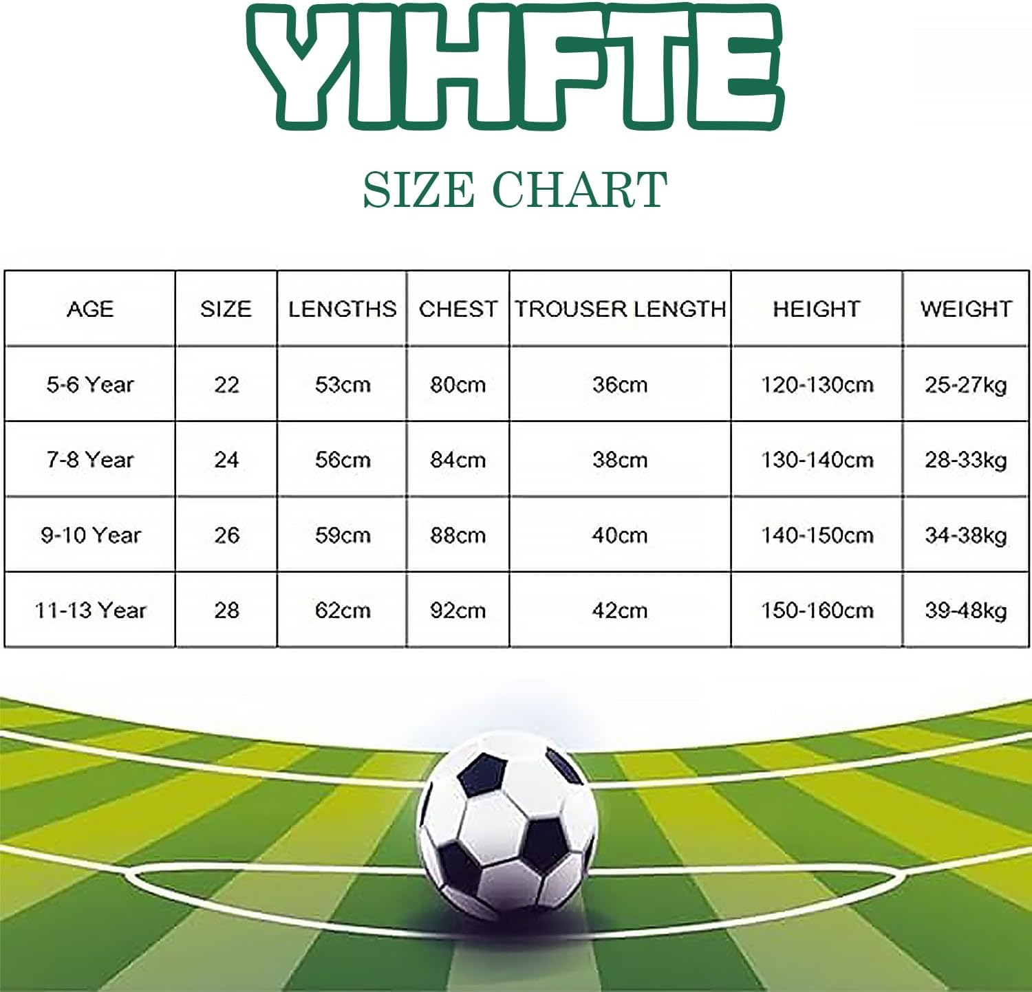 YIHFTE Soccer Jerseys for Youth Sport Football Training Uniform Soccer Jersey Fans Shirt Kit Set with T-Shirt Trunks Socks image number 2