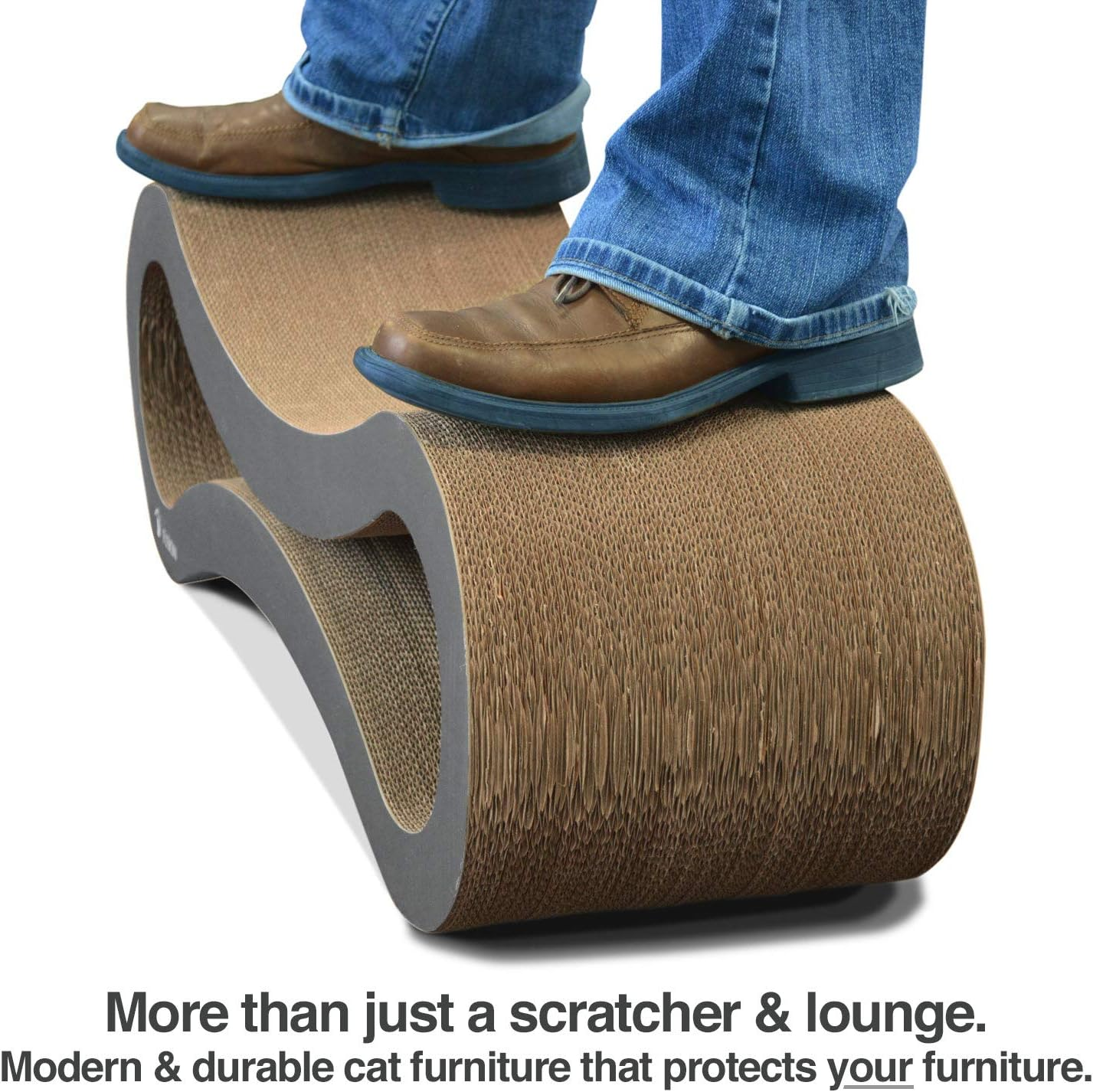 Petfusion Ultimate Cat Scratcher Lounge, Reversible Infinity Scratcher in Multiple Colors. Made from Recycled Corrugated Cardboard, Durable & Long Lasting. - Walnut Brown image number 6