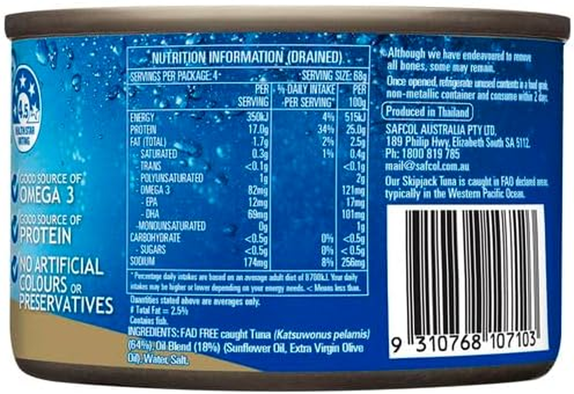 Safcol Australia SAFCOL Tuna in Olive Oil 425G Can, 12 Pack, 1 X 5.10 Kg