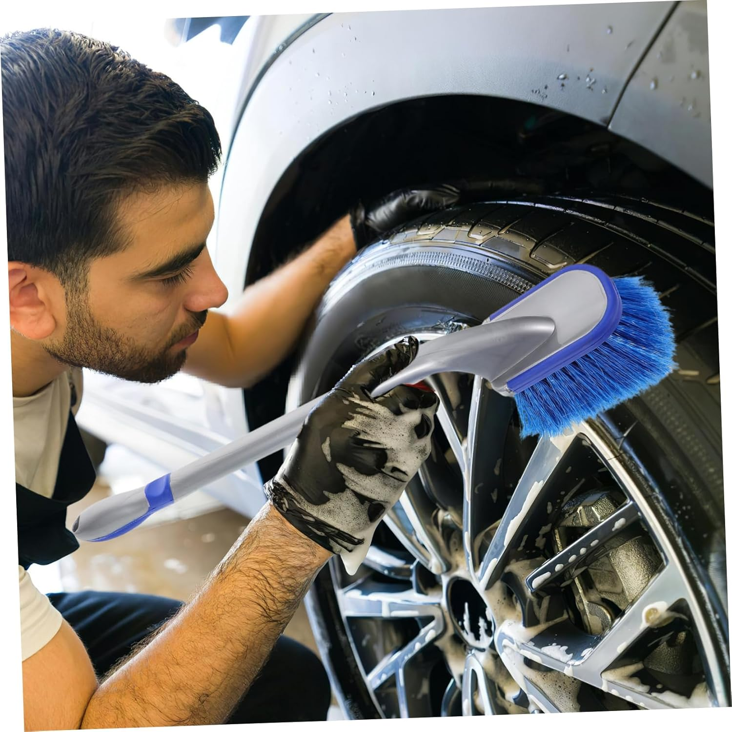 CLISPEED 2Pcs Ergonomic Tire Brush Soft Detailing Wheel Brushes for Car Cleaning and Easy Maintenance Gentle Bristles for Scratch Wheel Care for All Vehicle Types image number 1