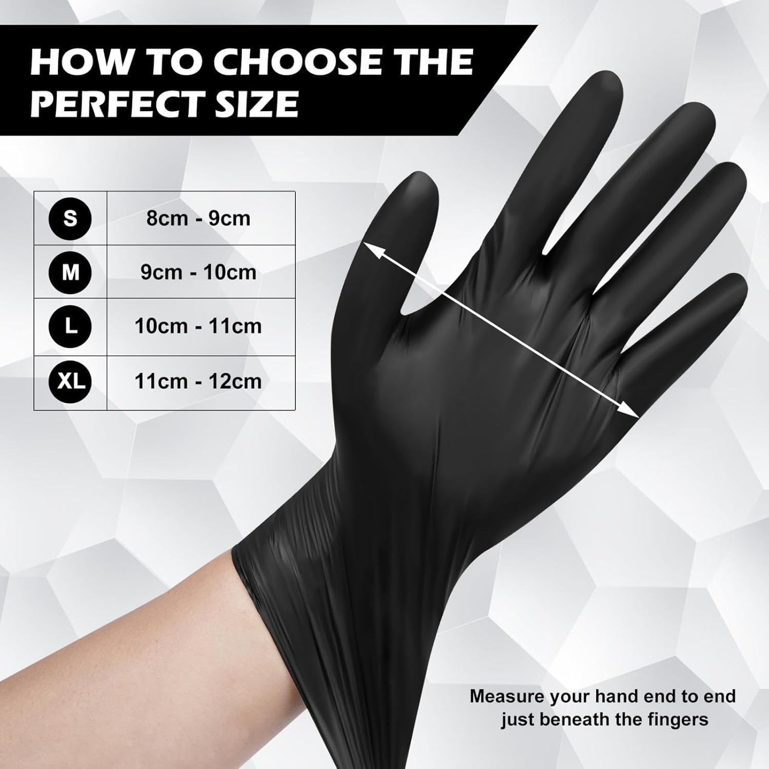 Black Nitrile Vinyl Gloves &ndash; 3 Box (300 Gloves Total), Disposable, Latex-Free, Powder-Free, Textured Grip, Food Safe, Cleaning, Tattoo, Mechanic
