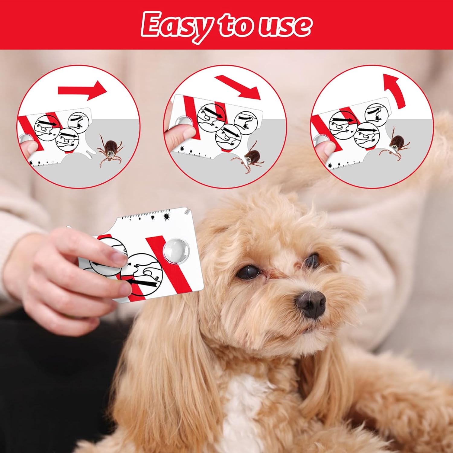 Colorich Pack of 2 Tick Cards Human, Tick Card Dog Cat Tick Removal Tick Card with Magnifying Glass for People Children Dogs Cats image number 3