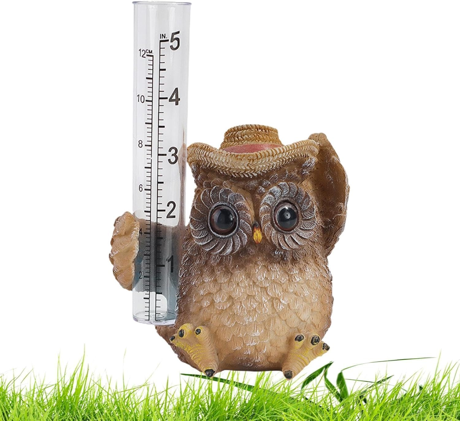 Limcryspp Owl Animal Sculpture Rain Gauge, Water Meter Sculpture, Resin Gauge | Resin Rainfall Measurement, Courtyard Rain Gauge Decoration, Rain Gauge Perfect for Balconies, Backyards, Gardens