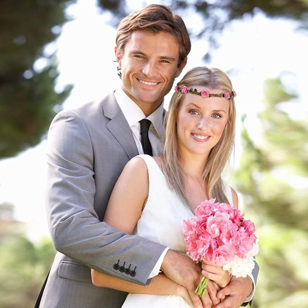 Ssyang Flower Wreath Flower Crown Headband, Pack of 12 Flower Crown Headband, Flower Crown, Hair Wreath Hair Band, Flower Crown Bride, Women Girls for Festival Party Wedding Beach image number 5