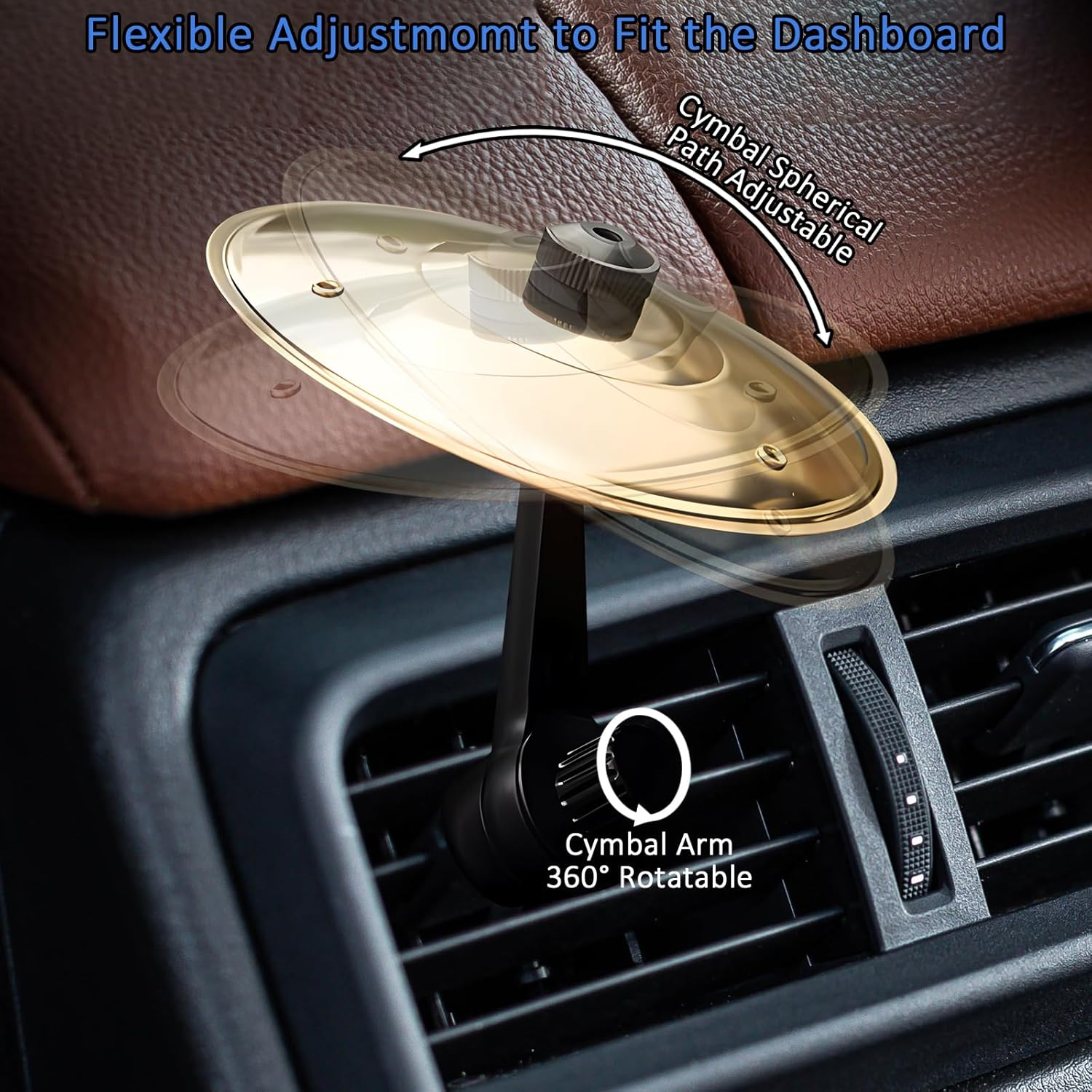 2025 Upgrade Car Cymbal Air Vent Crash: Dash Drum Symbol Dashboard Drums Mini Mount Drumming Music Mounted Tiny Clip Attachment Set Attach Small Board Stand Splash Instrument Drumset Kit image number 3