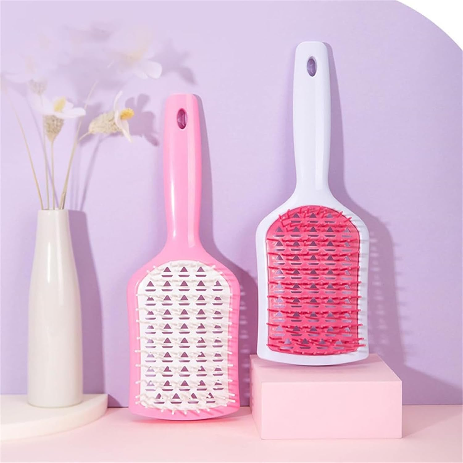 Norajane Detangling Brush, Willow Brush, Nora Jane Detangling Brush, Breathable Soft Bristle Brush, Ventilated Anti-Tangle Hairbrush, Reduce Hair Pulling and Curl Separation (White Purple) image number 3