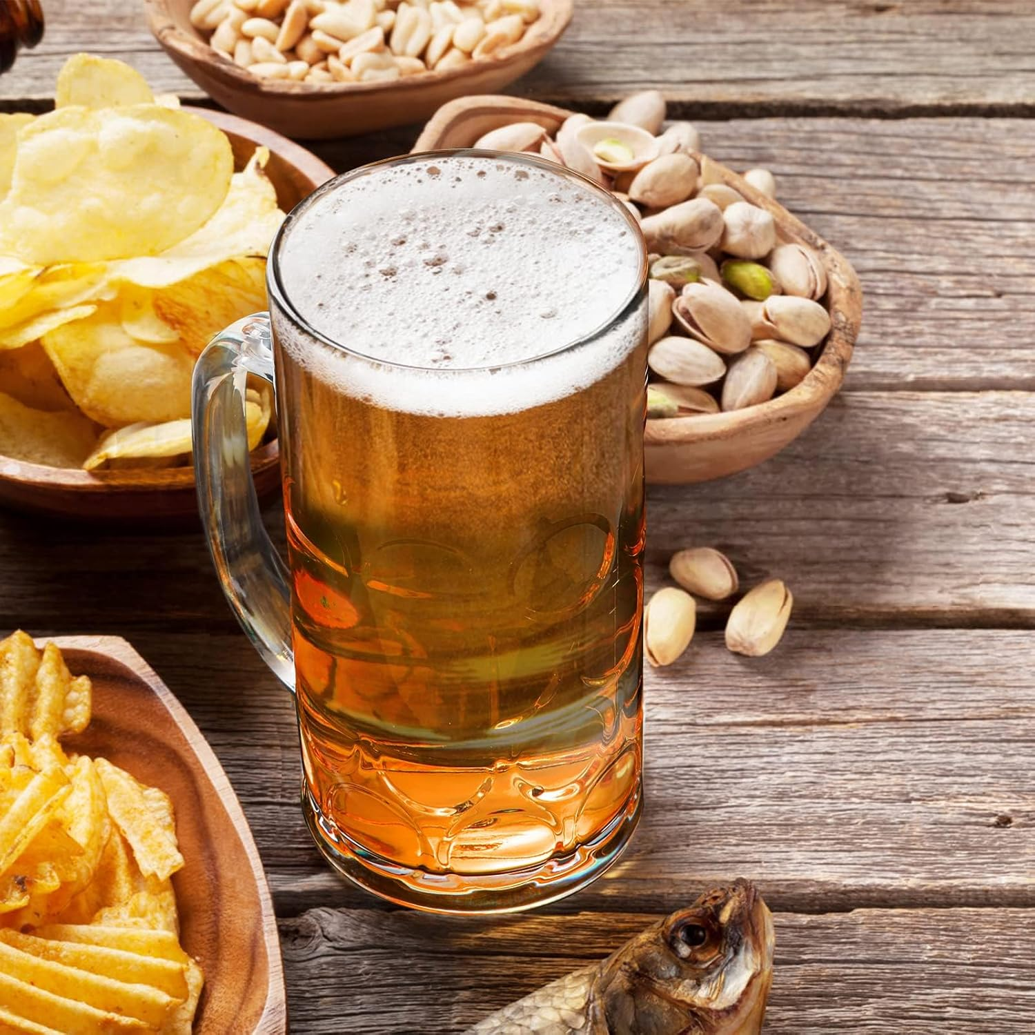 AXIM Plastic Beer Mugs with Handle,2 Pack 33Oz Clear Resuable Beer Stein Drinking Cups for Freezer,Large Beer Mugs for Men image number 3