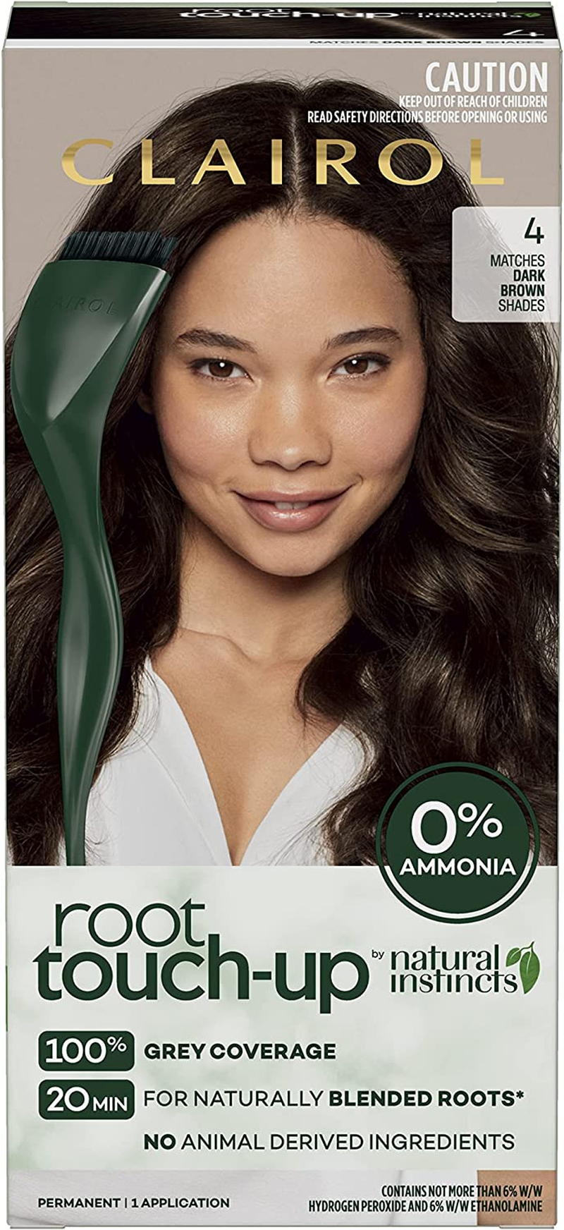 Clairol Root Touch up Natural Instincts 2 BLACK, 100% Grey Coverage, Naturally Blended Roots, 0% Ammonia, Permanent Root Colour