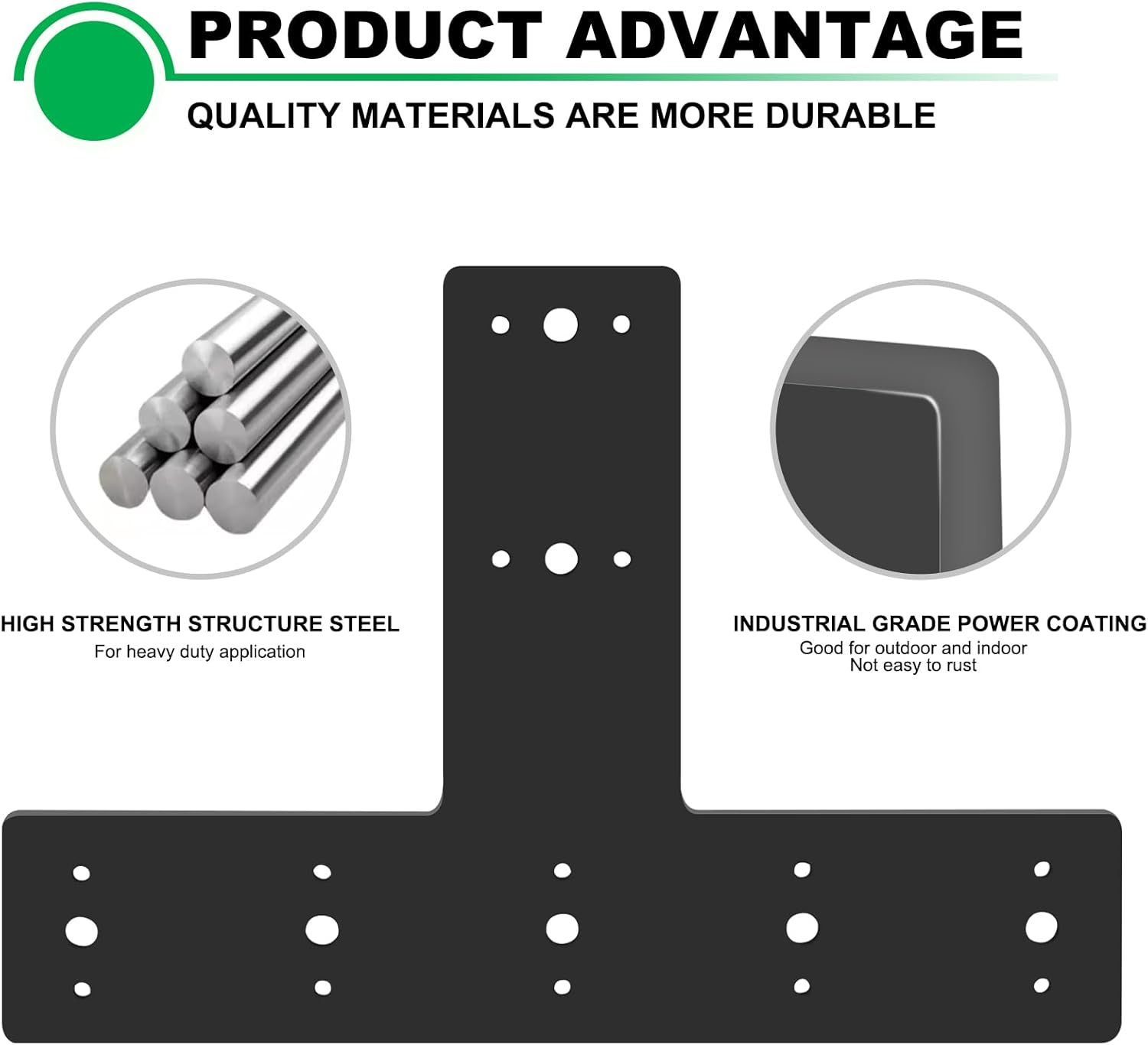 Andorm T Shape Post Bracket - Heavy Duty for Wood 4X4,6X6 Lumber Pergola - Powder Coated, Black image number 2