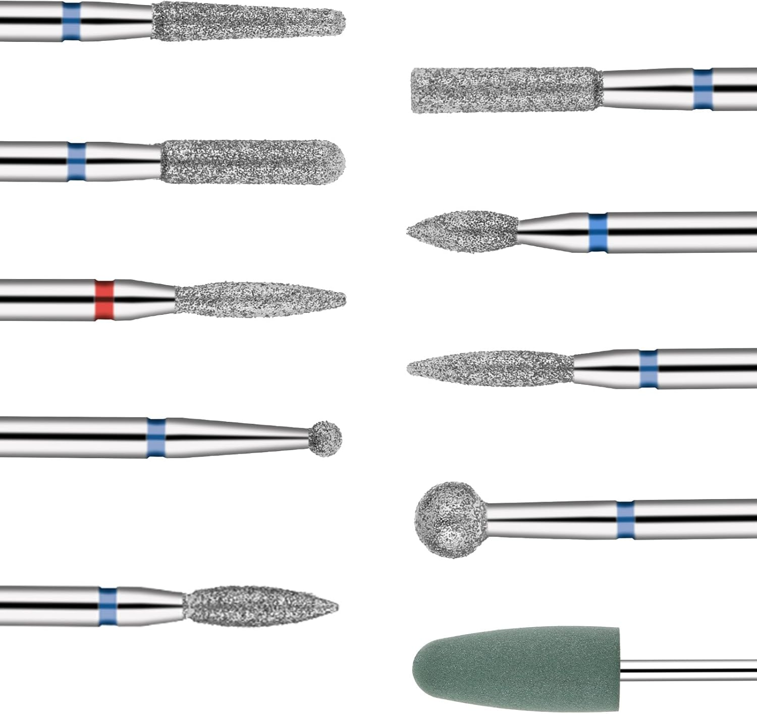 Nail Drill Bit Set, 10 Pcs Russian Manicure Drill Bits Mini Sanding Bands for Nail Drills Diamond Nails Drills Bits Professional Cuticle Removal Bit Rotary Burrs Diamond Manicure Set for Home Salon